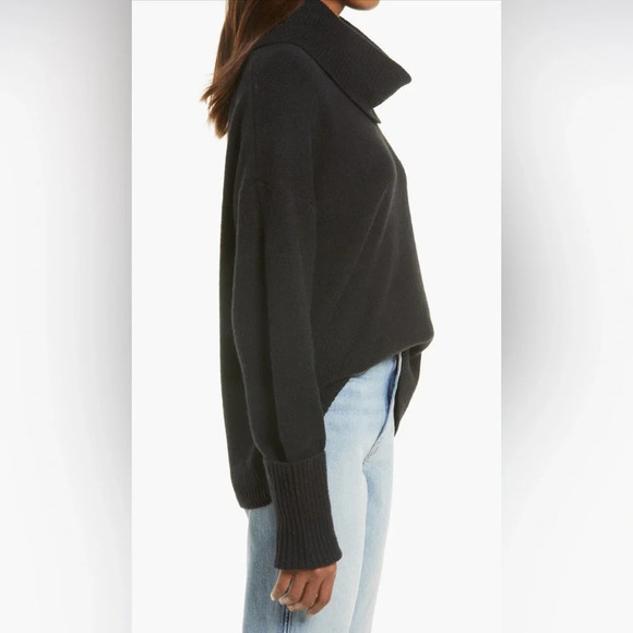 Treasure & Bond Black Turtleneck Sweater Cotton Blend Size Large Cuffed Sleeve - Picture 2 of 10
